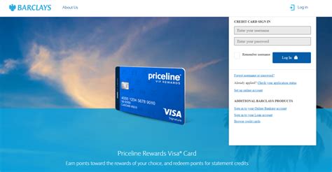 priceline visa rewards card login.